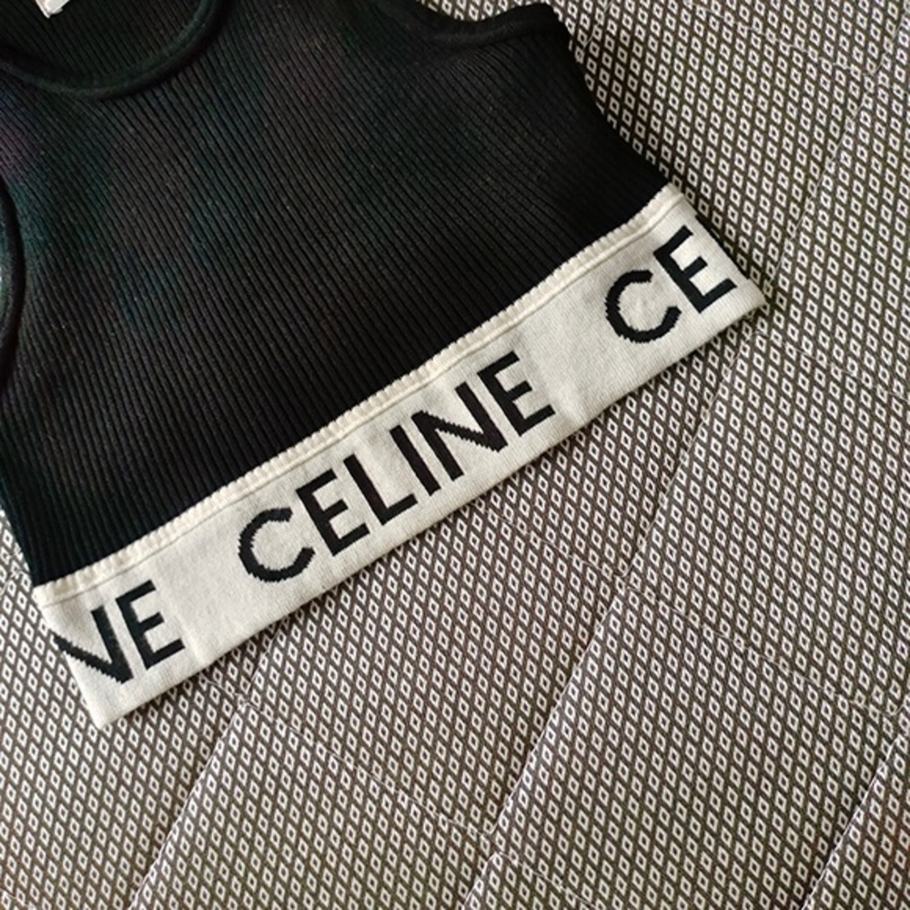 Celine Black and White Logo Band Top - Picture 2 of 7